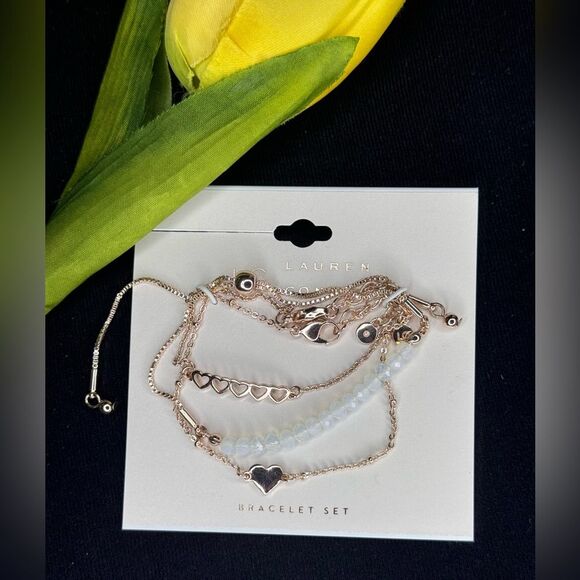 Lauren Conrad Set of 3 Rose Gold Tone Heart Bracelets - Picture 4 of 6
